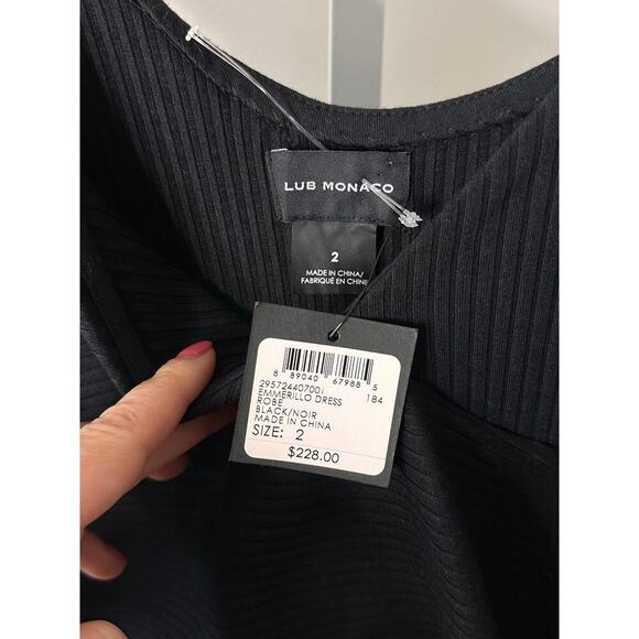 NEW Club Monaco Emmerillo Dress Black Midi Size 2 - Picture 3 of 7
